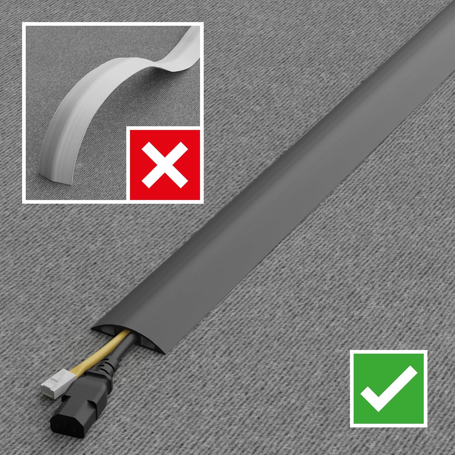 6ft Floor Cable Protector Gray