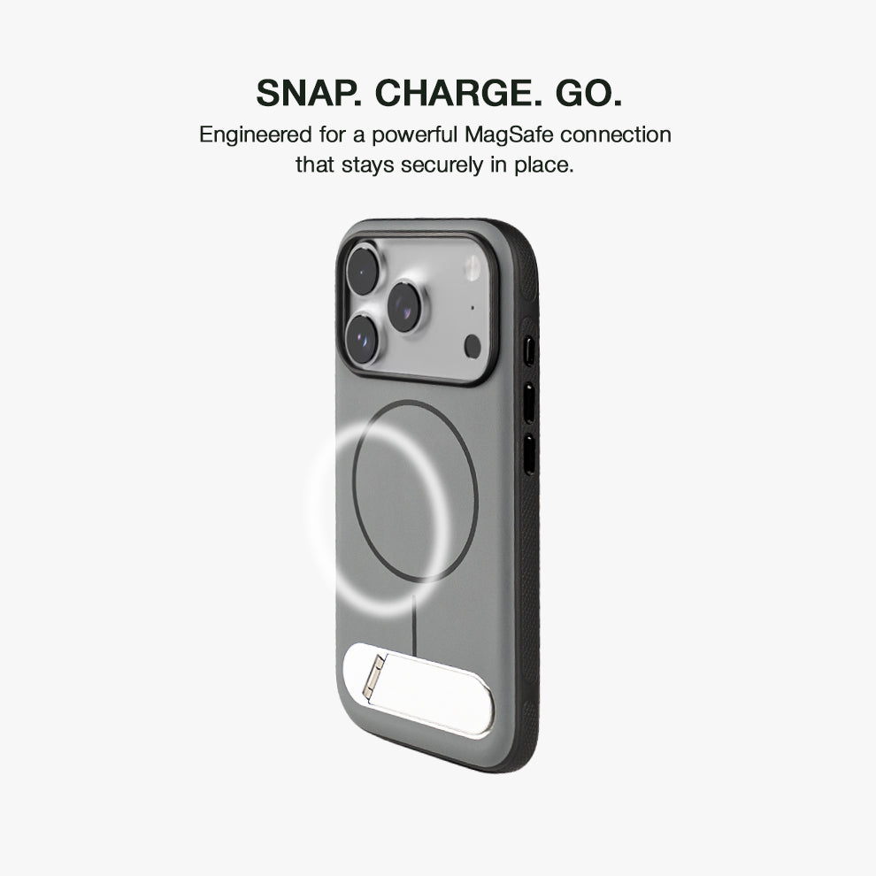 iPhone 17 Pro Slim Shockproof MagSafe Kickstand Case, Grey