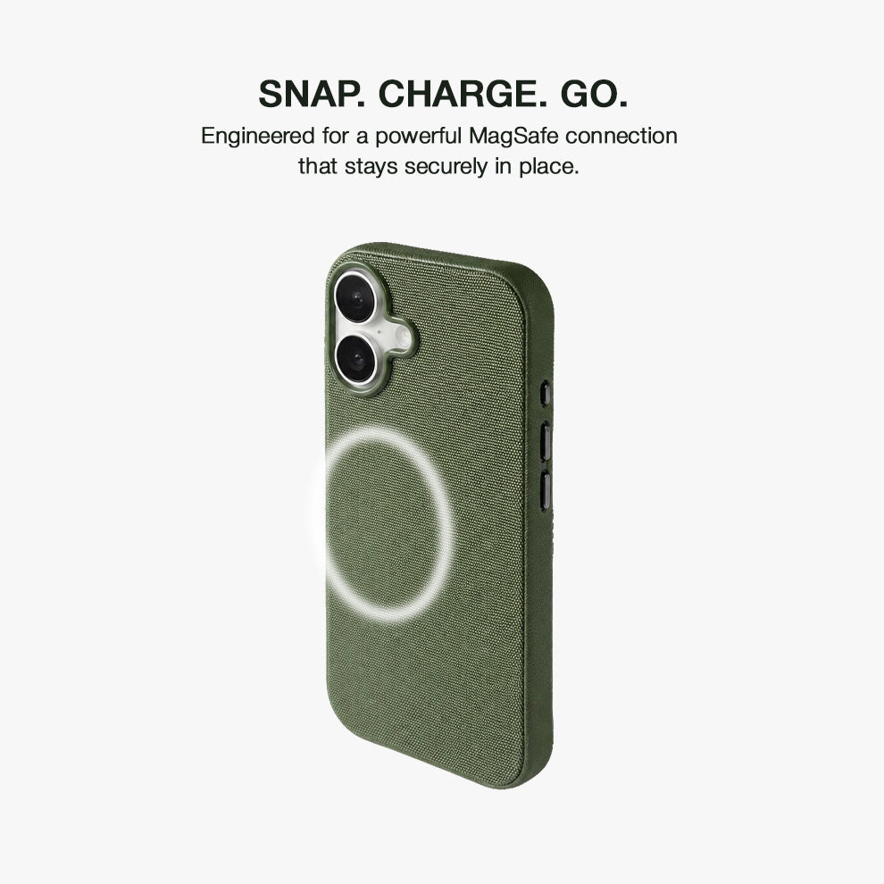 MagSafe Compatible Protective Fabric Case for iPhone 17 – Olive Green
