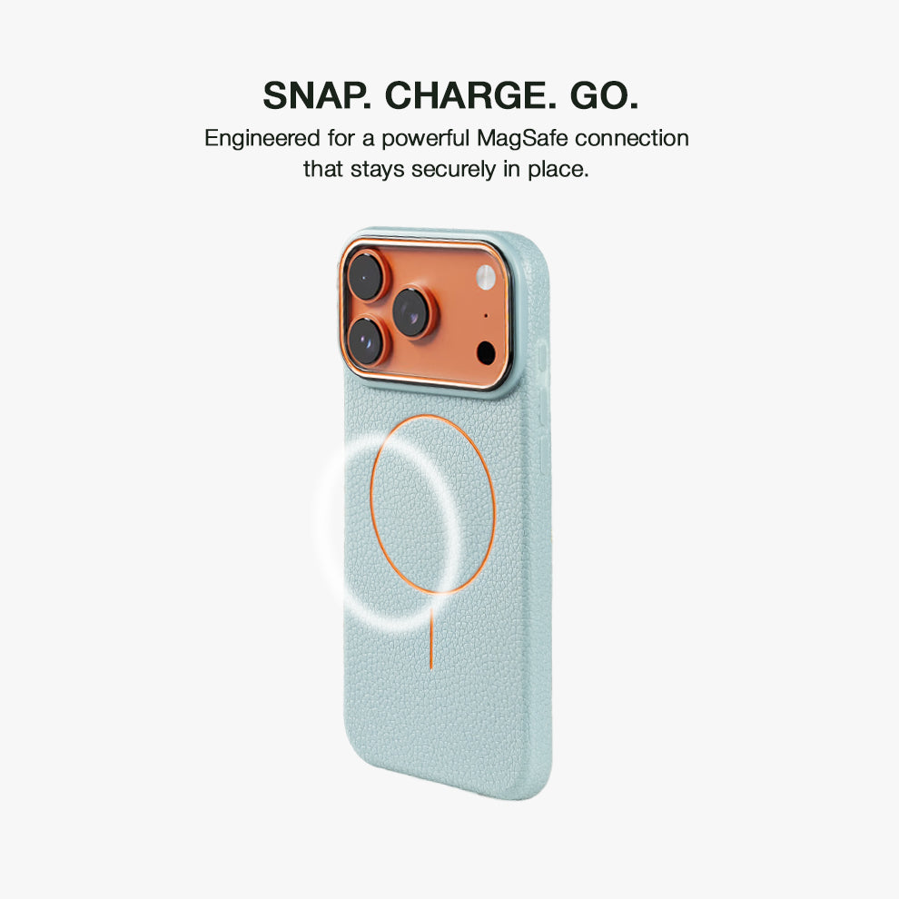 iPhone 17 Pro Max Leather Texture MagSafe Case, Light Blue