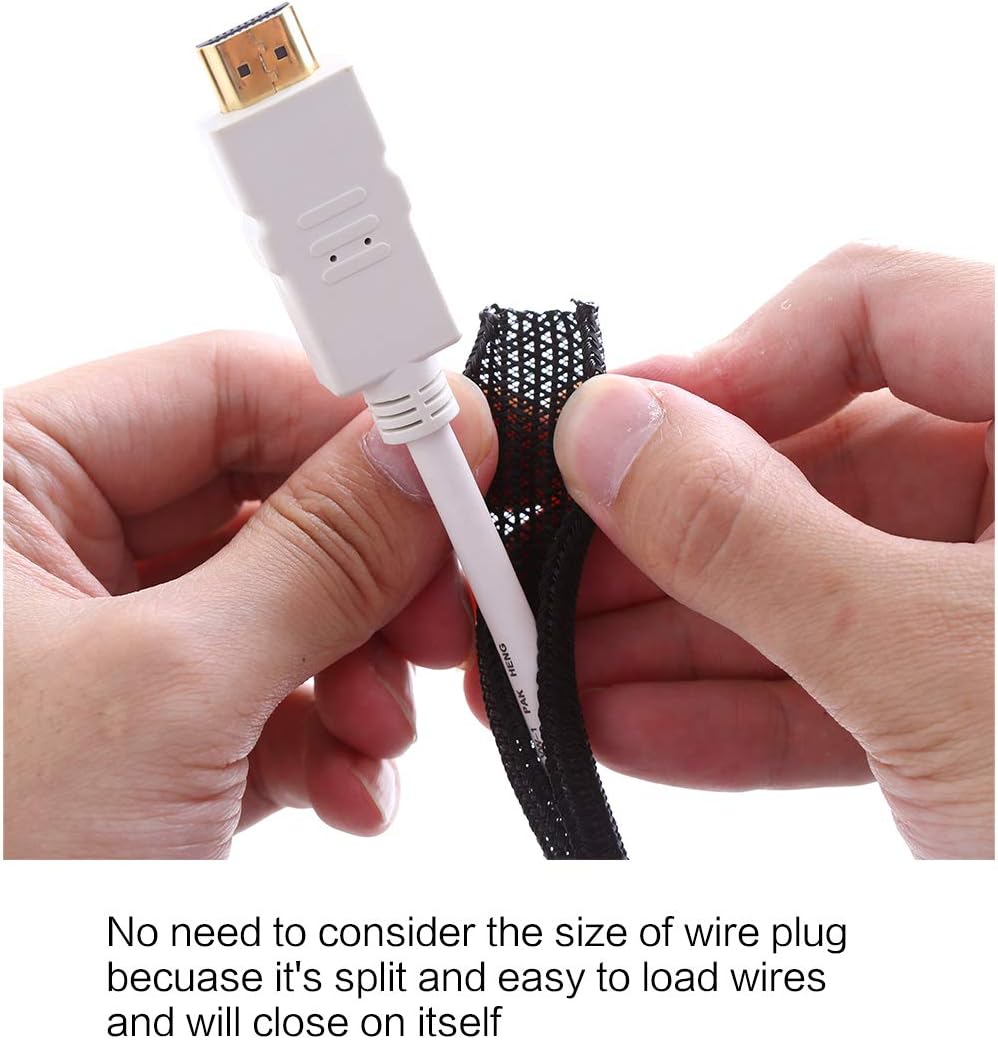 Alex Tech 10ft 1/4" Cable Protector Split Loom Sleeve Black