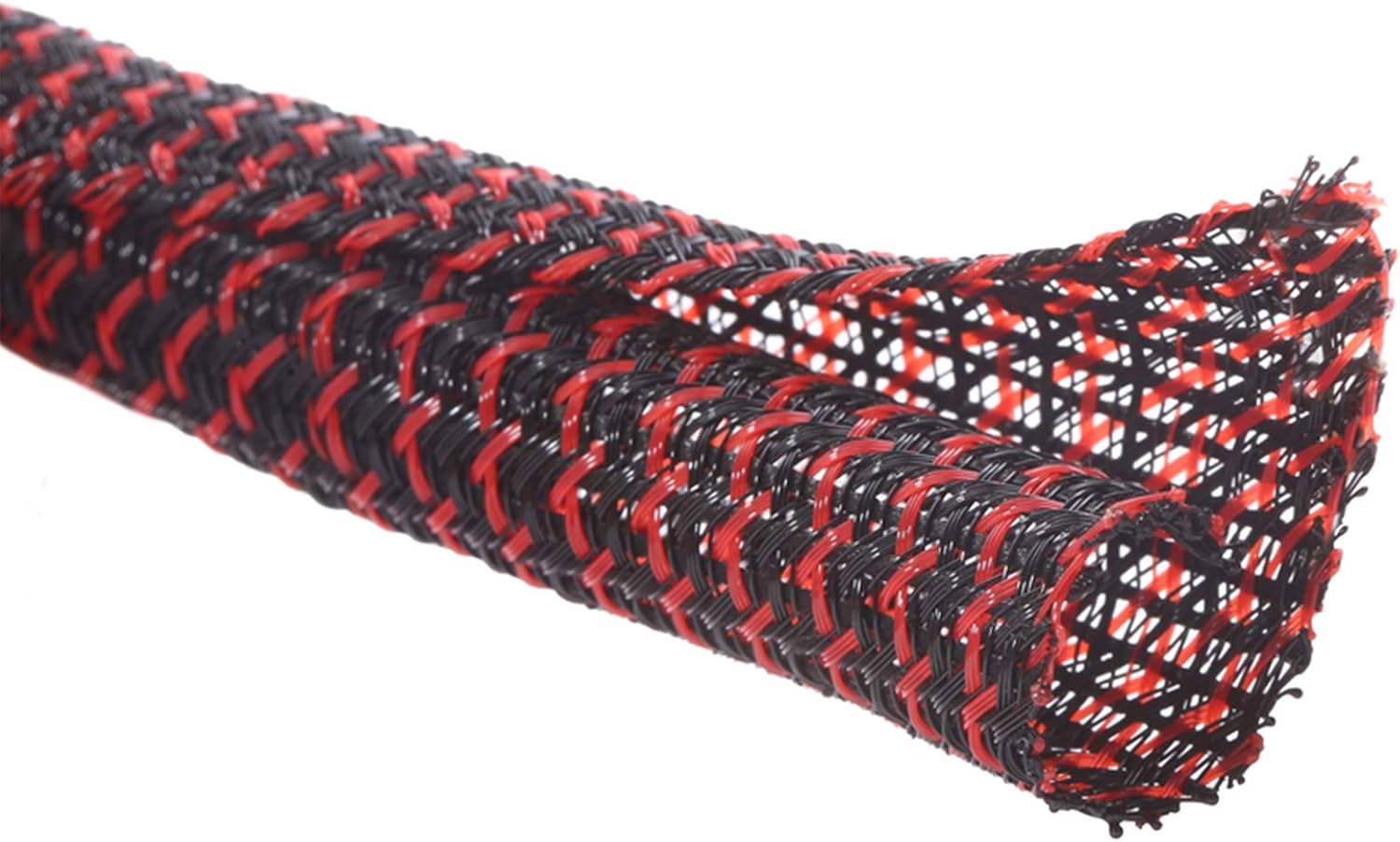 Alex Tech 10ft 1/4" Split Loom Cable Sleeve Cord Protector Red/Black