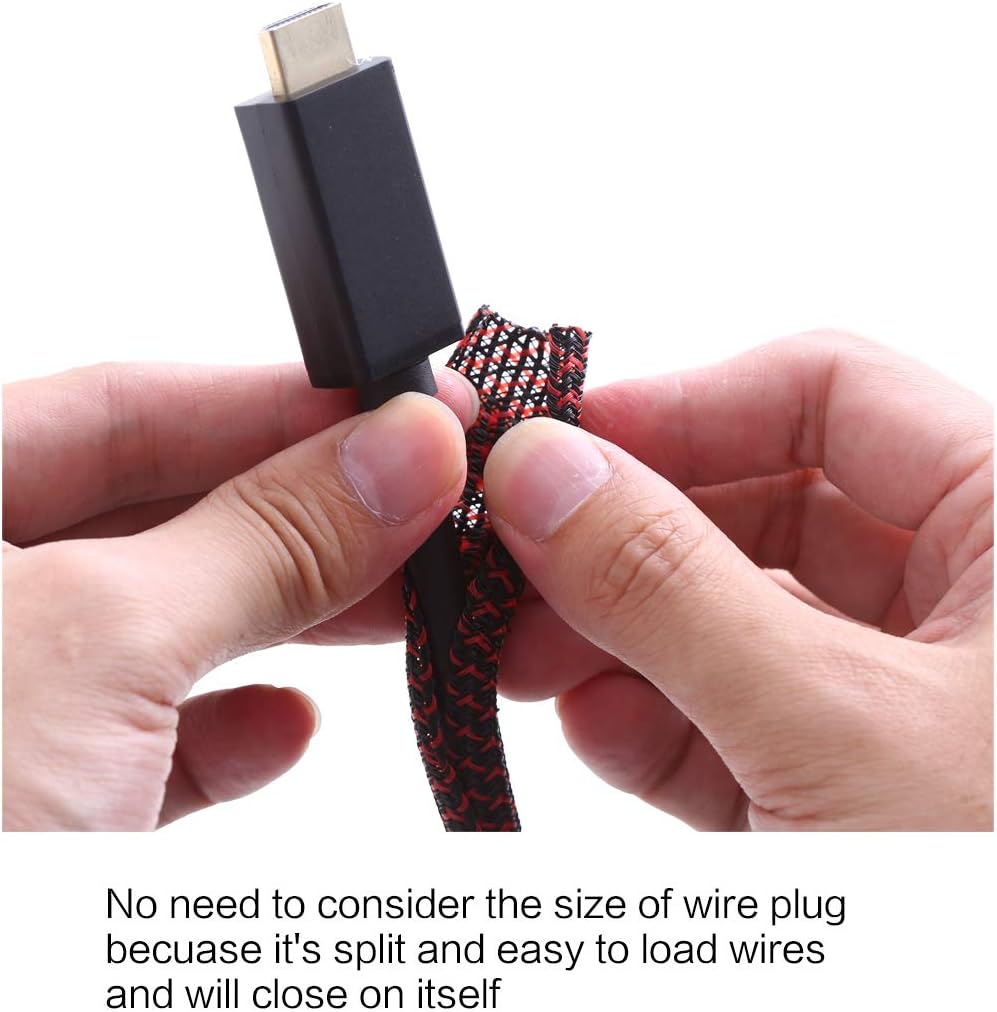 Alex Tech 10ft 1/4" Split Loom Cable Sleeve Cord Protector Red/Black