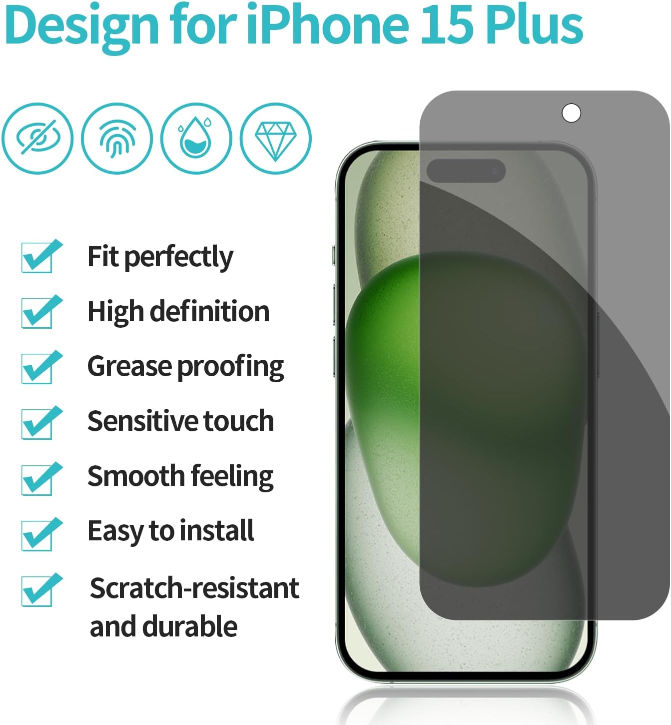 iPhone 15 Plus Privacy Glass + Lens Protectors