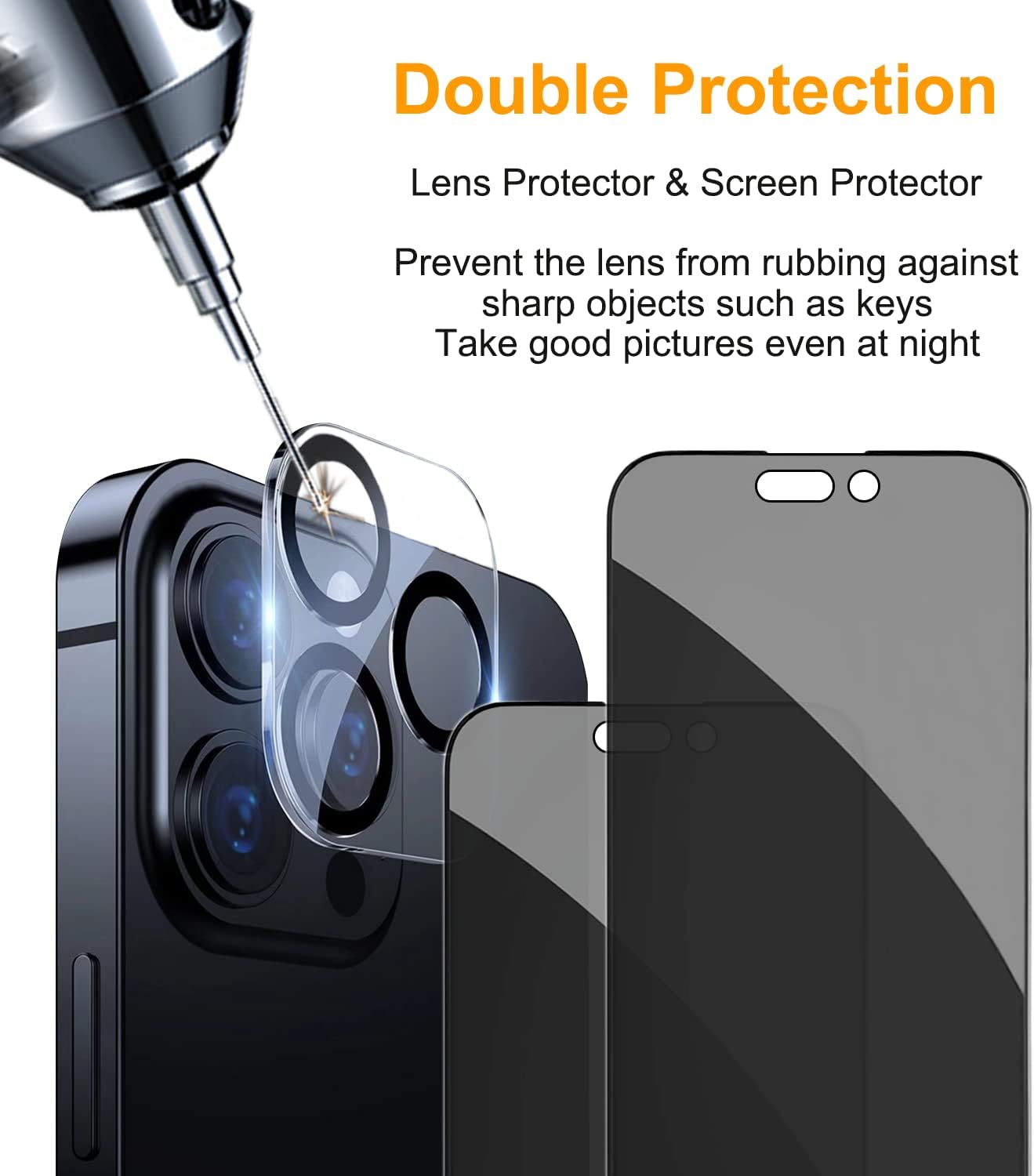iPhone 14 Pro Max Privacy Glass + Lens Protectors