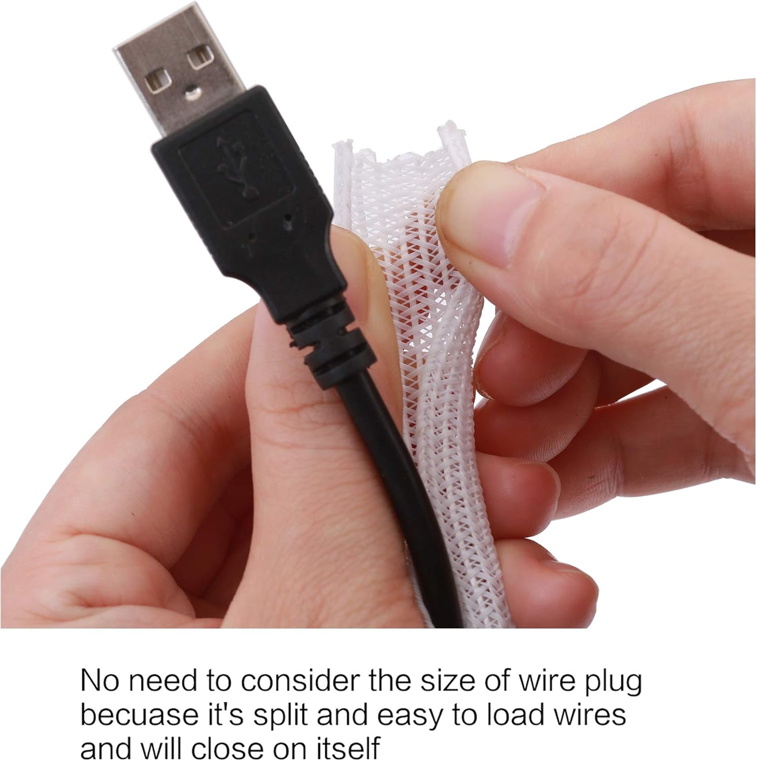 Alex Tech 10ft 1/4" Split Loom Cable Sleeve White
