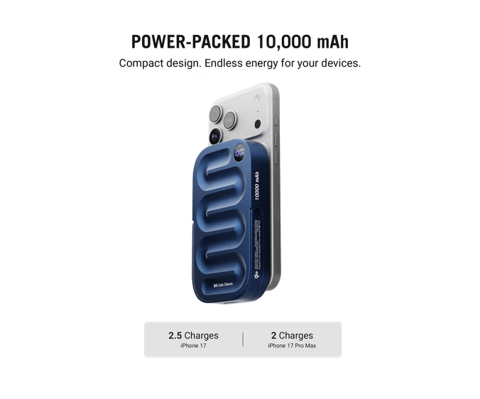 Loop Qi2-Certified MagSafe-Compatible Aluminium Power Bank 10000 mAh - Space Blue