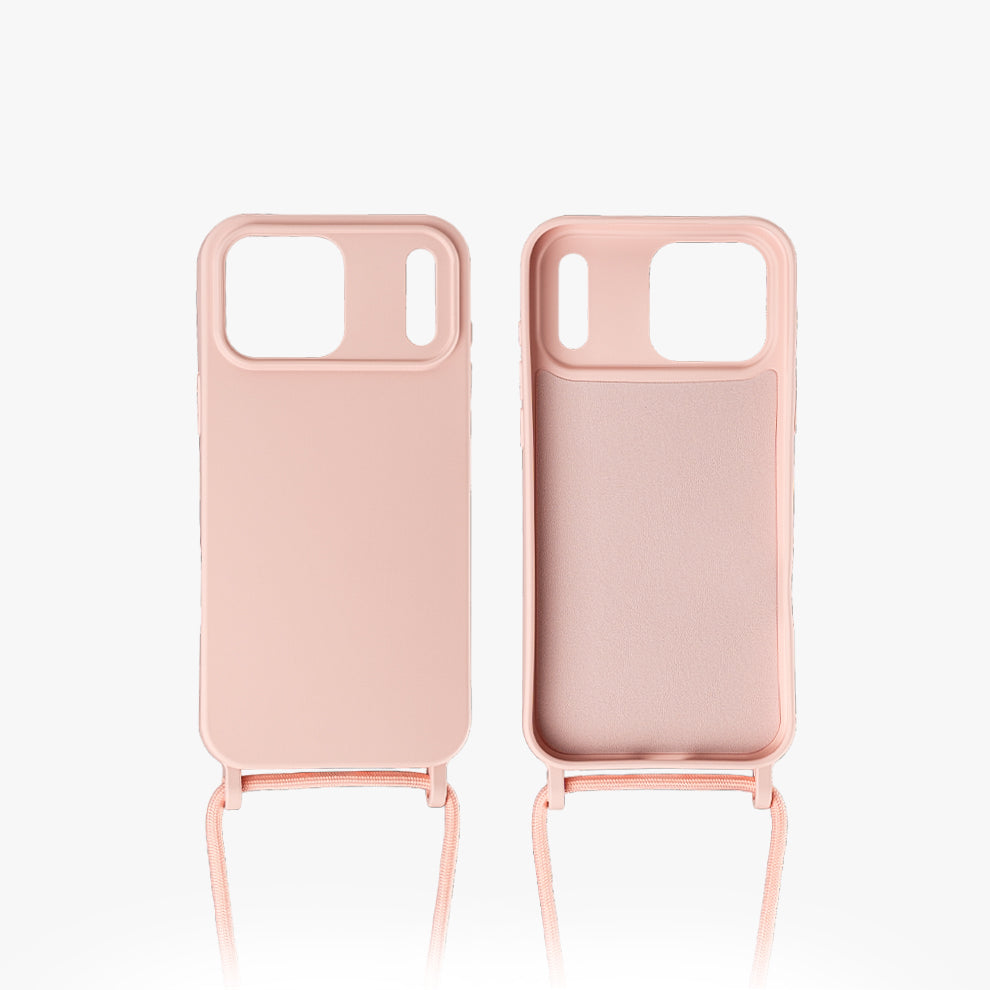 iPhone 17 Pro Max Slim Shockproof Lanyard Case, Pink