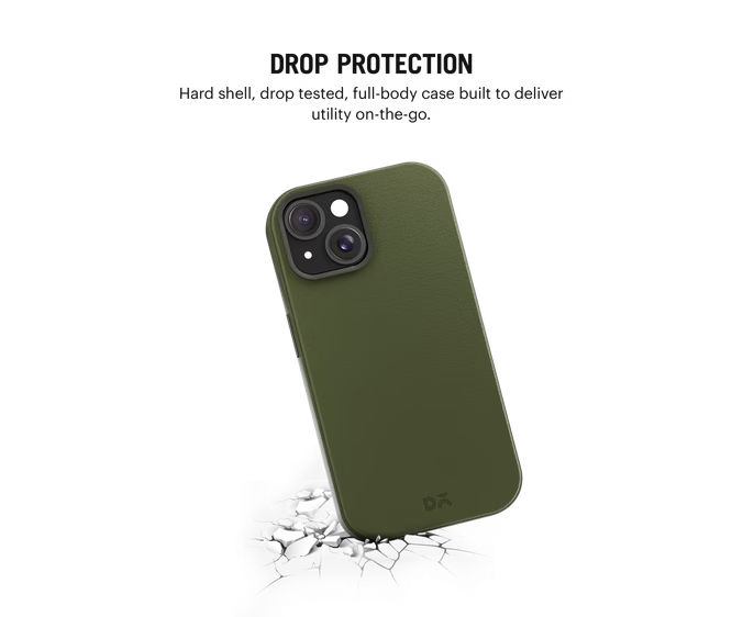 Green-Olive Leatherite MagSafe Phone Case Cover for iPhone 15 Plus
