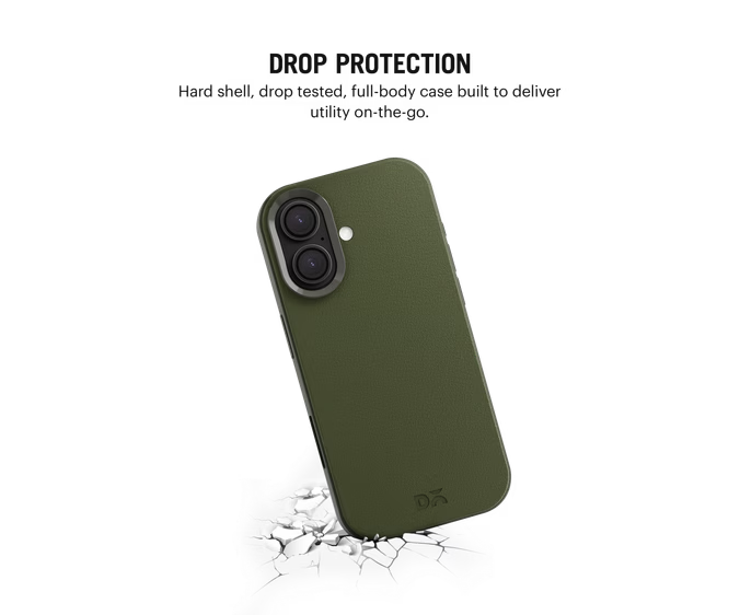 Green-Olive Leatherite MagSafe Phone Case Cover for iPhone 16 Plus