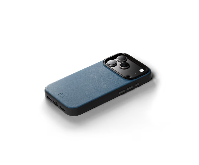 Navy Blue-Grey Leatherite MagSafe Phone Case Cover for iPhone 17 Pro Max