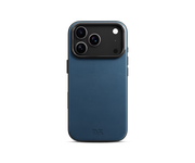 Navy Blue-Grey Leatherite MagSafe Phone Case Cover for iPhone 17 Pro Max