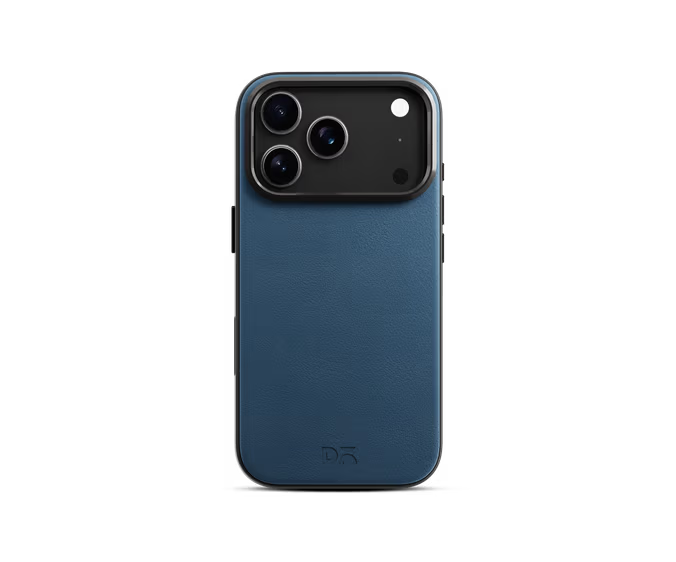 Navy Blue-Grey Leatherite MagSafe Phone Case Cover for iPhone 17 Pro Max