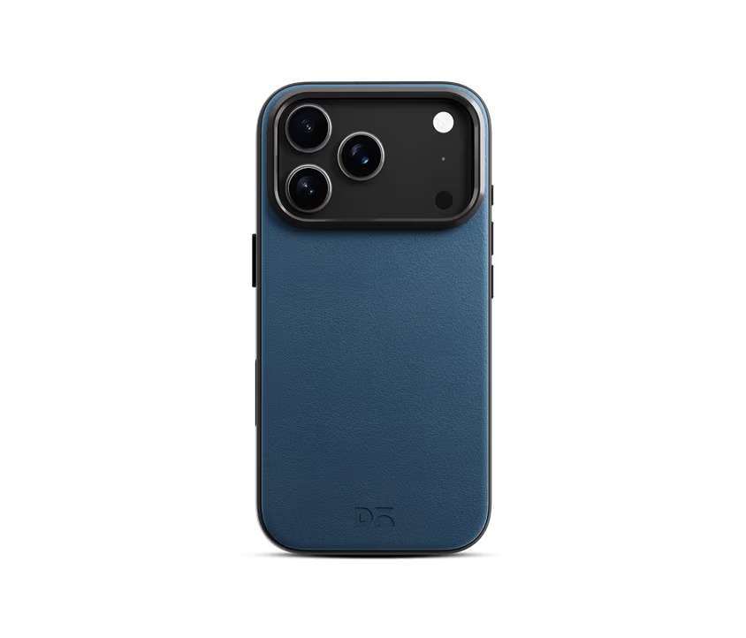 Navy Blue-Grey Leatherite MagSafe Phone Case Cover for iPhone 17 Pro