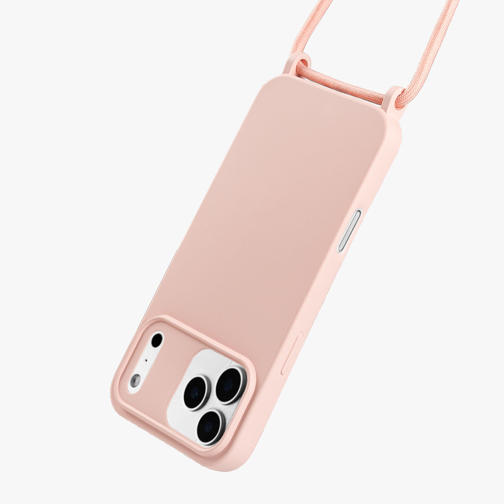 iPhone 17 Pro Max Slim Shockproof Lanyard Case, Pink