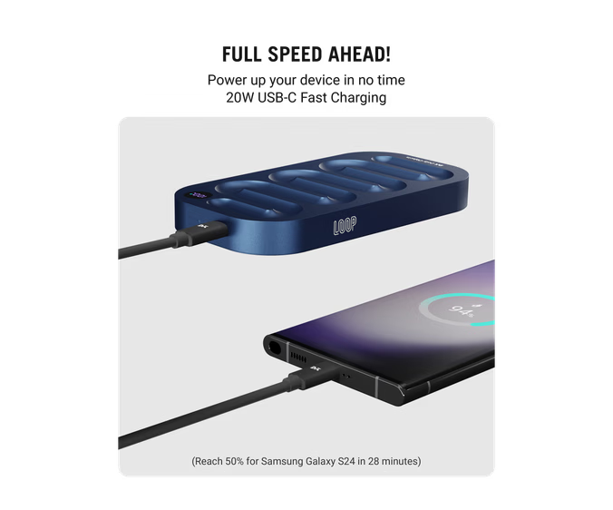 Loop Universal Aluminium Power Bank 10000 mAh - Space Blue