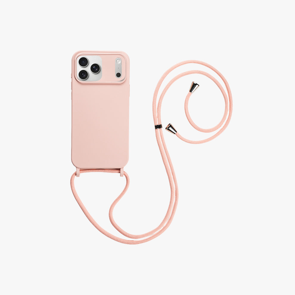 iPhone 17 Pro Max Slim Shockproof Lanyard Case, Pink