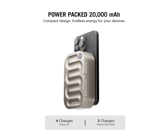 Loop Qi2-Certified MagSafe-Compatible Aluminium Power Bank 20000 mAh - Titanium